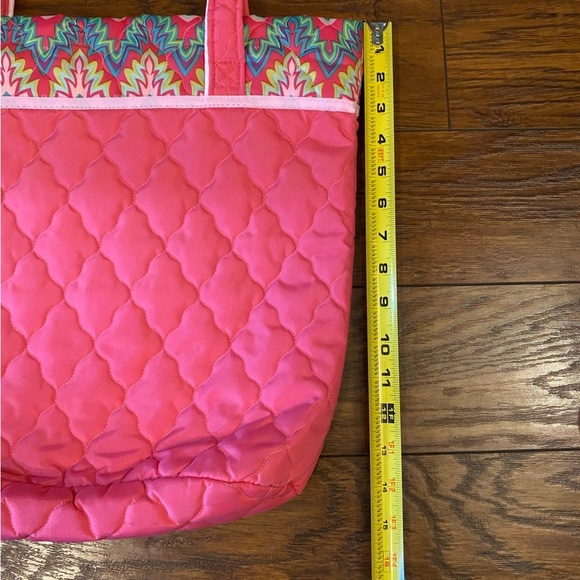 Cinda B Essential Tote Quilted Calypso Pink Shoulder Bag Purse Snap Bright - Picture 5 of 9